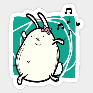 Dancing bunny aqua Sticker